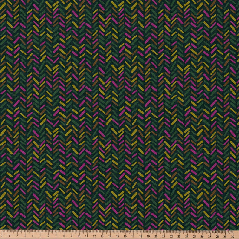 Printed Cotton GERARD Green / Pink